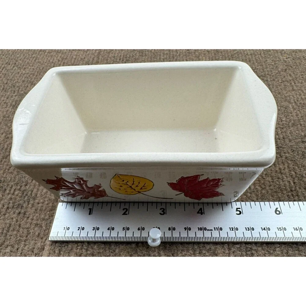 Nantucket Autumn-Themed Ceramic Mini Loaf Pan With Leaves